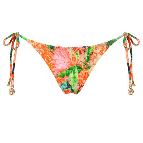 LULI FAMA Tie side tanga bikini bottom Opulent Eden Multicolor