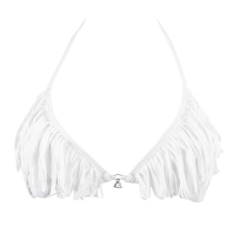 BANANA MOON Triangle bikini top Lenno Fringes White