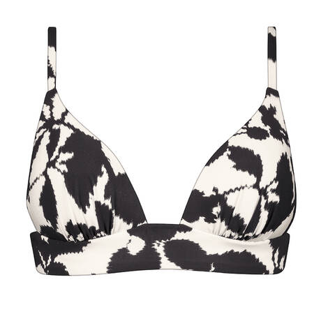 MARYAN MEHLHORN Padded triangle bikini top Florascape Cream Black
