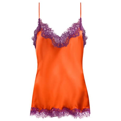 SAINTED SISTERS Camisole silk Scarlett Orange Spritz/Blackberry