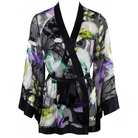 MARJOLAINE Kimono Chromea aus Seide Cassiopée Imprimé Cassiopée