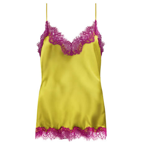 SAINTED SISTERS Camisole silk Scarlett Chartreuse/Pinot Noir