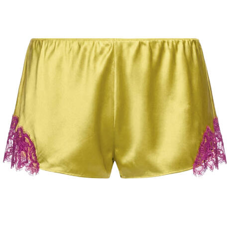 SAINTED SISTERS Shorts silk Scarlett Chartreuse/Pinot Noir