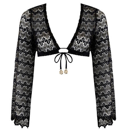 LULI FAMA Beach crop top Midnight Currents Black