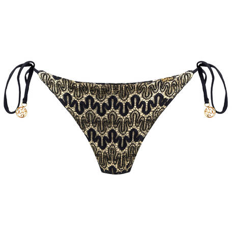 LULI FAMA Tie side brazilian bikini bottom Midnight Currents Black