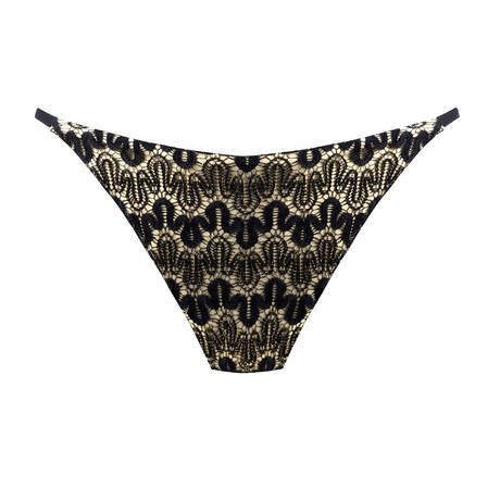 LULI FAMA Brasilianische Slip-Badeanzugsstrümpfe Midnight Currents Schwarz
