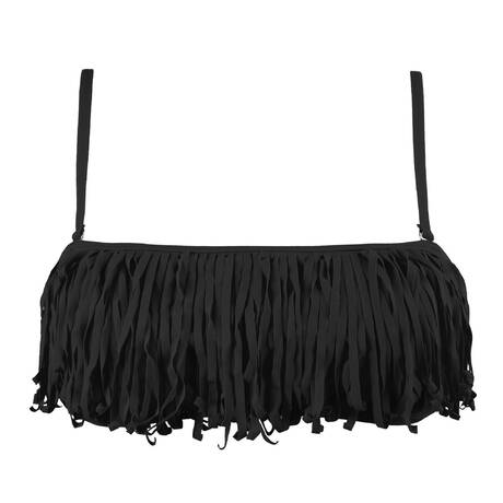 BANANA MOON Bandeau bikini top Westo Fringes Black