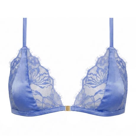 LIVY Triangel-BH Frontöffnung aus Seide und Spitze Dahlia Street Ultra Marine
