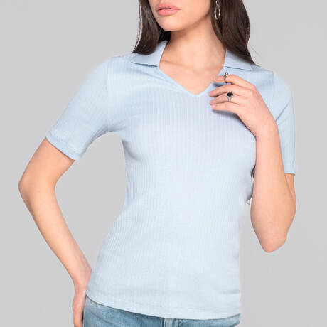 OSCALITO Shirt collar T-shirt cotton Venise Aqua