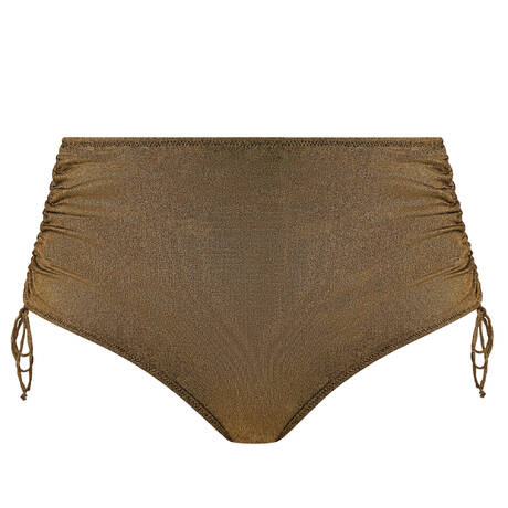 ELOMI Adjustable drawstring high-waisted bikini bottom Sunset Shimmer Gold Rush