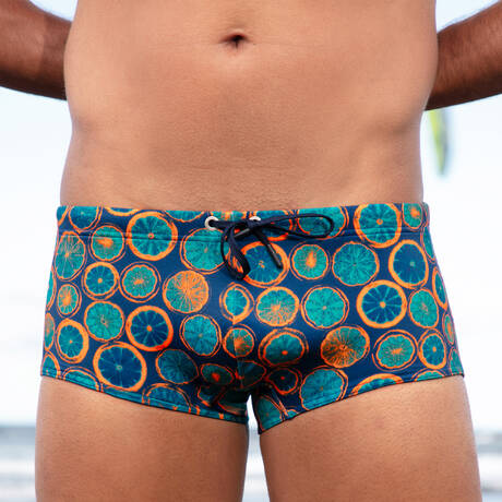 HOM Men's swim boxer Trapani Navy Print