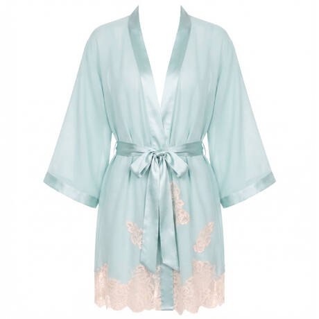 FLEUR DU MAL Silk and lace Negligee Juliet Lace Frosted Mint