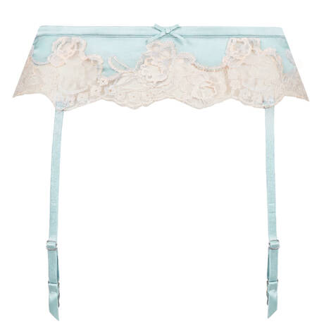 FLEUR DU MAL Silk and lace Garter belt Juliet Lace Frosted Mint