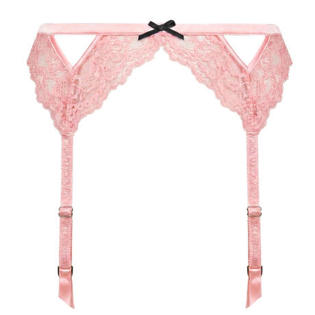 FLEUR DU MAL Porte-jarretelles en dentelle Bianca Lace Pink Lady