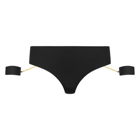 MAISON CLOSE Open tanga with removable jewelry cuffs Tapage Nocturne Black