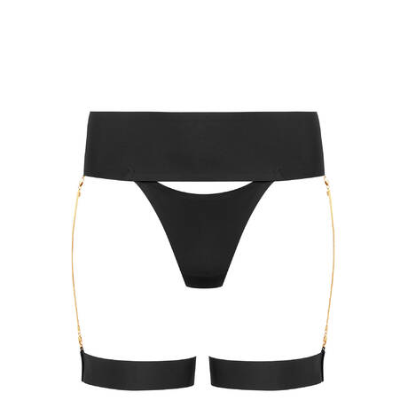 MAISON CLOSE High-waisted tanga with removable jewelry garters Tapage Nocturne Black