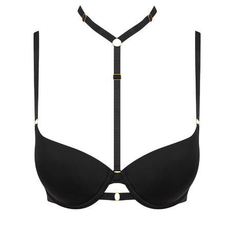 MAISON CLOSE Push-up bra with harness Tapage Nocturne Black