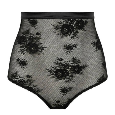 SIMONE PÉRÈLE Extra hoher Slip aus Spitze Louise Schwarz