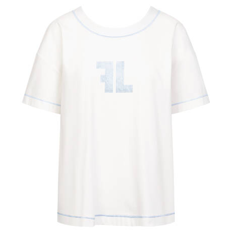 FÉRAUD Cotton T-shirt Casual Chic Logoprint Blue