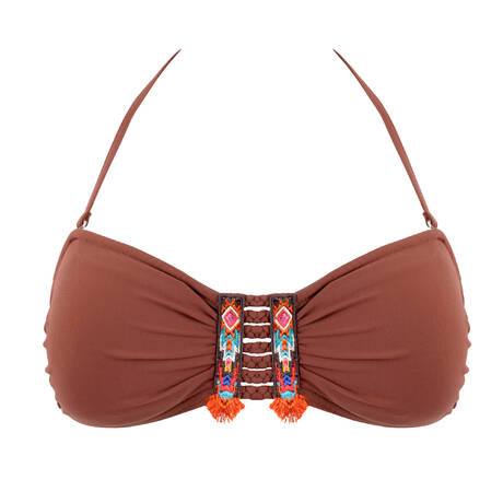 BANANA MOON Bandeau bikini top Zino Totem Noisette