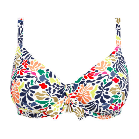 SIMONE PÉRÈLE Full cup bikini top Bohème Imprimé Tropico Blanc