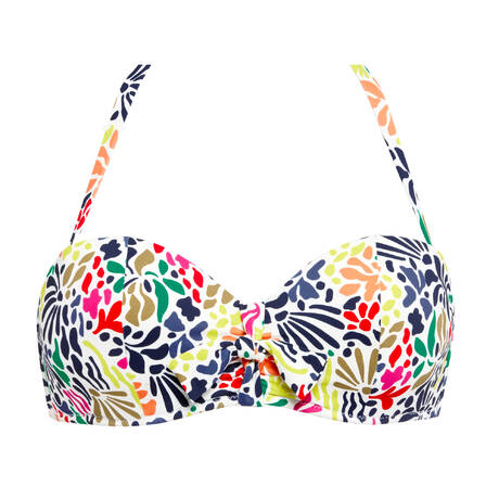 SIMONE PÉRÈLE Bandeau bikini top Bohème Imprimé Tropico Blanc