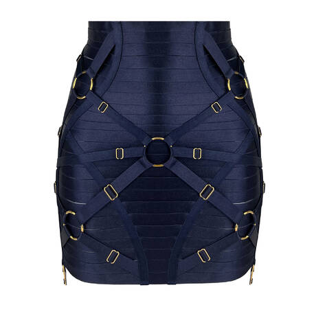 BORDELLE Harness garter belt skirt New Signature Navy Blue