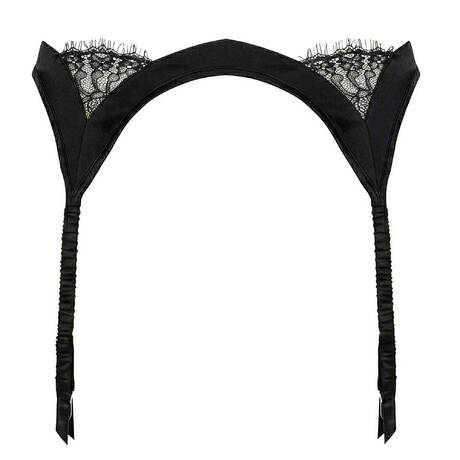 LIVY Porte-jarretelles en soie et dentelle Burning Desire Noir