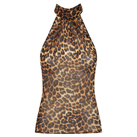MAISON CLOSE Neckholder-Strandtop Safari Léopard