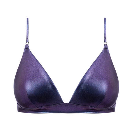 MAISON CLOSE Triangle bikini top Splash Bleu Métalique