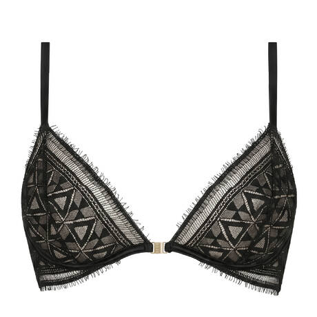 LIVY Soutien-gorge triangle ouverture frontale en soie et dentelle Livy Row Noir