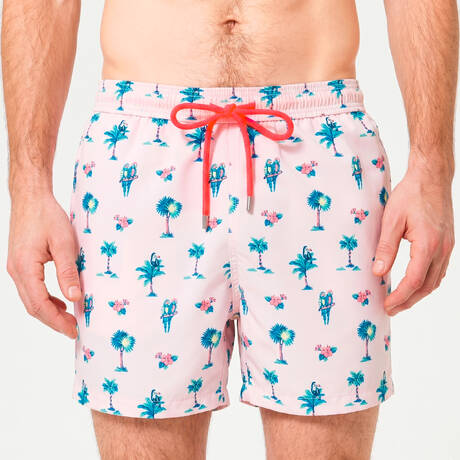 ARTHUR Herren-Badeshorts Littoral Rose Palmiers