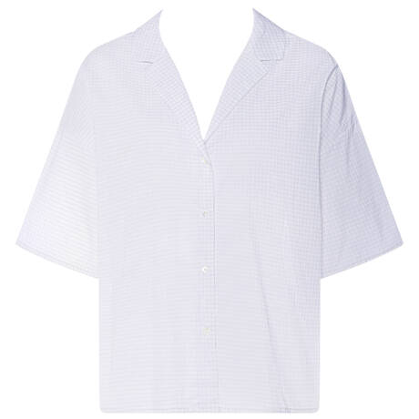 HANRO Chemise manches courtes en coton Sleep & Lounge Squared Sky