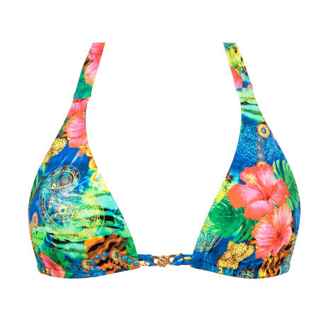 LULI FAMA Wireless Triangle bikini top Jungle Reign Multicolor