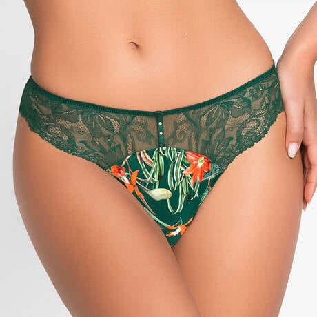 LISE CHARMEL Tanga en soie et dentelle Tropique En Fleurs Nature Tropic