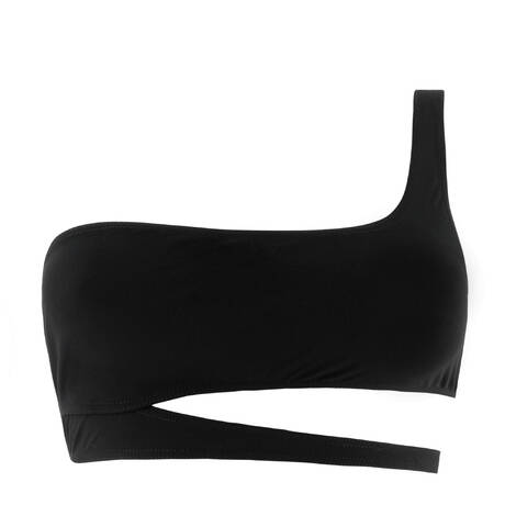 BANANA MOON One shoulder bralette bikini top Asymo Black Black