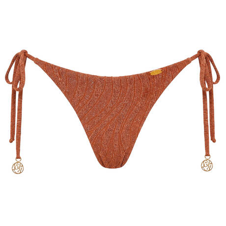 LULI FAMA Tie side brazilian bikini bottom Muse Glow Brown