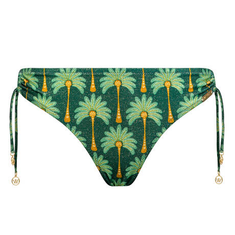 WATERCULT Tie side bikini bottom Tropical Muse Palm Glitter