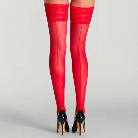AGENT PROVOCATEUR Bas autofixant couture Neeve 20 deniers Les Bas Red
