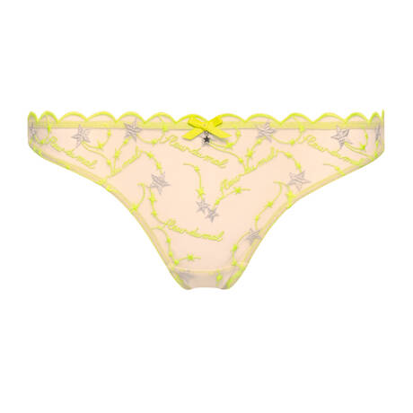 FLEUR DU MAL Thong Etoile Embroidery Neon Yellow
