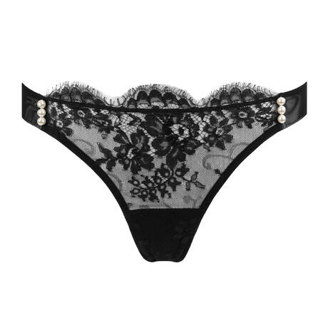 I.D. SARRIERI String en dentelle Feathers of a Swan Noir