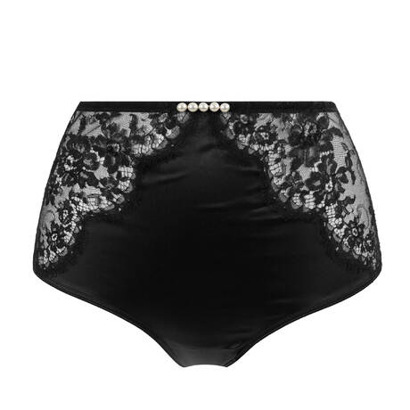 I.D. SARRIERI Silk and lace High-waisted panty Feathers of a Swan Black