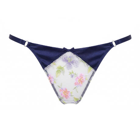 FLEUR DU MAL Thong Elara Embroidery Midnight Navy