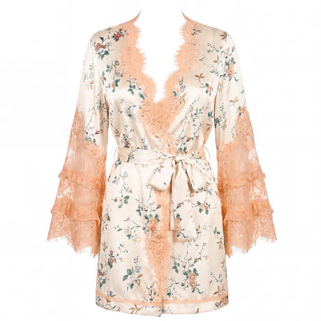MARJOLAINE Silk and lace Negligee Éternel Été Daisy Imprimé Daisy