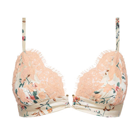 MARJOLAINE Silk and lace Triangle bra Éternel Été Daisy Imprimé Daisy