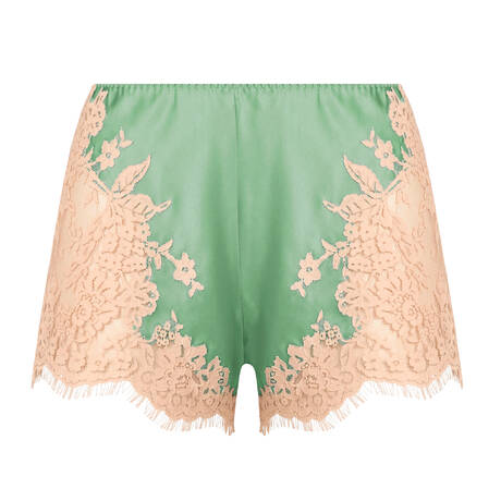 MARJOLAINE Silk and lace Shorts Éternel Été Daisy Sauge/Pêche