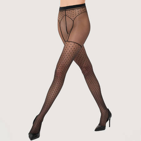 WOLFORD Collant 20 deniers Dotted Garter Belt Noir