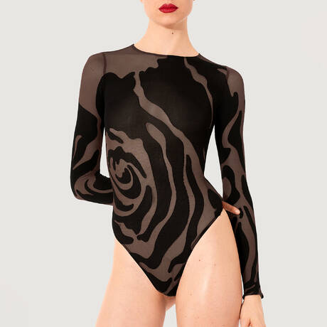 WOLFORD Body string manches longues Rose Shadow Noir