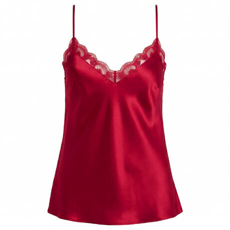 SIMONE PÉRÈLE V-neck camisole pajama top silk Love Me Rouge Opéra