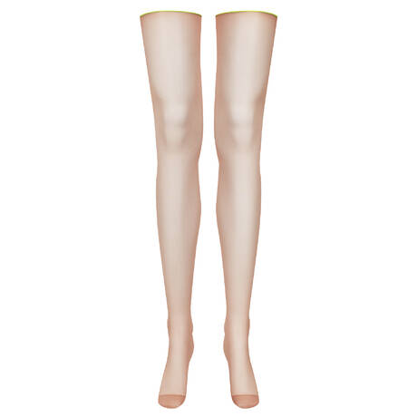 MAISON CLOSE 20 denier Backseam stockings Les Coquetteries Nude/Jaune Fluo